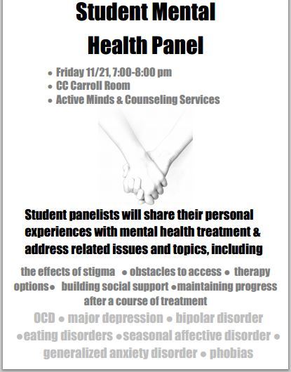 Student Mental Health Panel this Friday!
https://www.facebook.com/events/689722531124943/
(Both this event and PSE’s event are in the CC, so you can conceivably go to some of both! Mollena Williams is presenting until 9pm, but the main part of the...