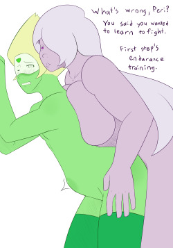 dolria1:  sexyrobotfactory:  Here’s a commission for @brokenasriel of Amethyst giving Peridot some “endurance training.”  Hot