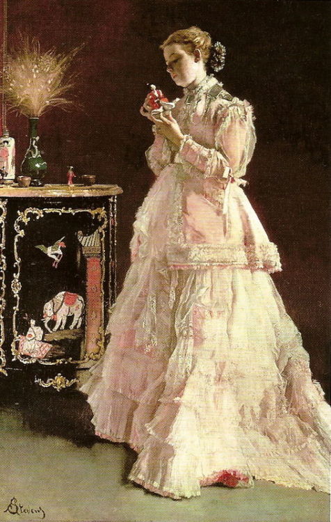 “The doll” or “Lady in pink” by Alfred Stevens, 1867