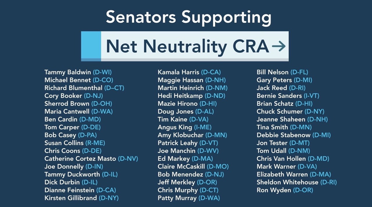 tsuruharumaki: Net Neutrality Dies On April 23 We just need one more vote to overrule the repeal of Net Neutrality  Please contact your Senators and Representatives urging them to vote for the CRA (Congressional Review Act) List of Senators onboard for