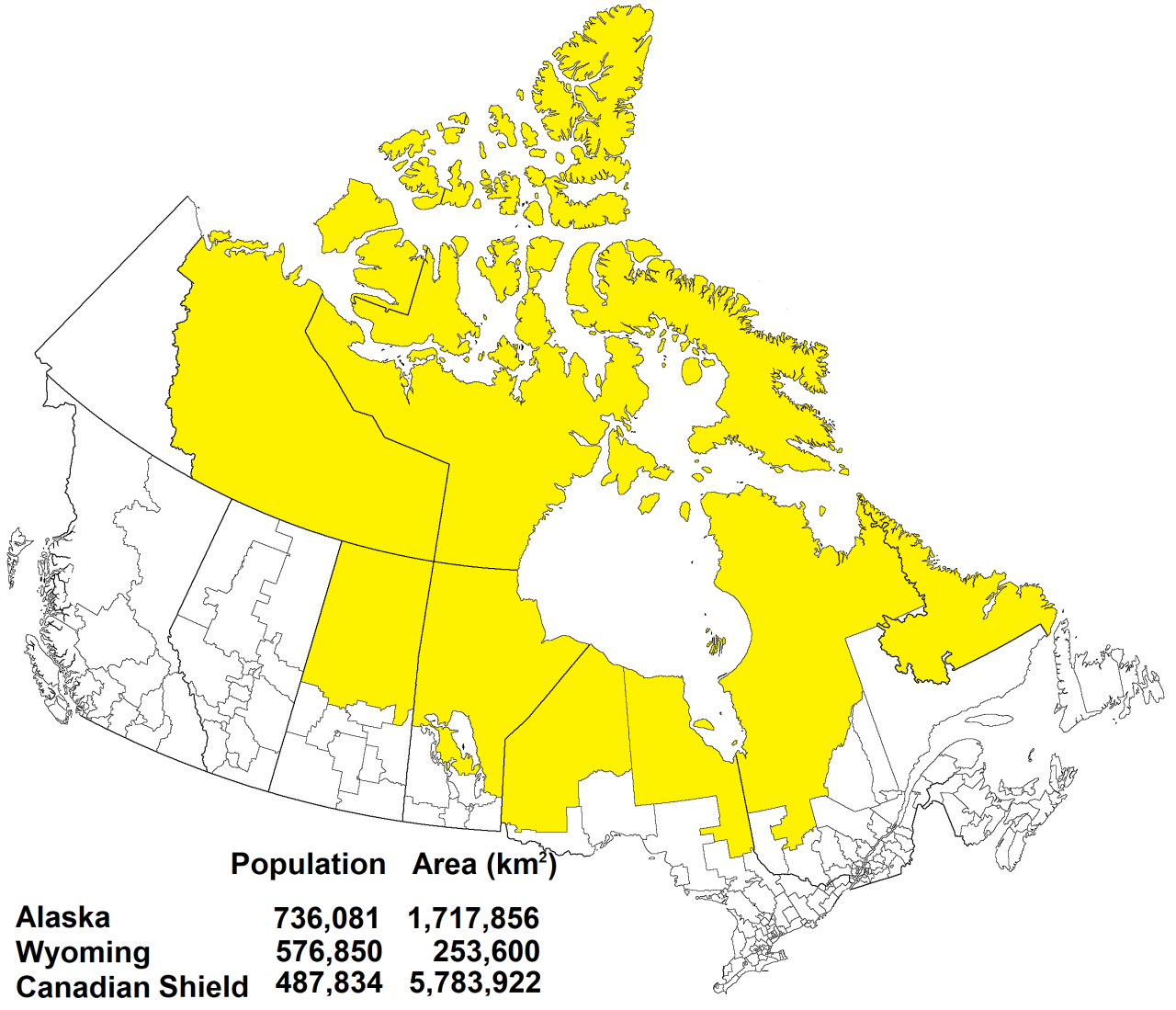 The sparsity of the Canadian Shield
by u/repliers_beware
[[MORE]]“ The Canadian Shield is a geological formation surrounding Hudson Bay. The region is very inhospitable for agriculture as well as having harsh climates. I used a map of federal...