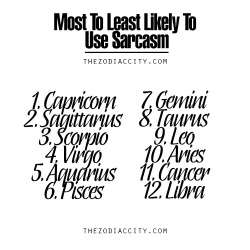 zodiaccity:  Zodiac Signs: Most To Least Likely To Use Sarcasm. 