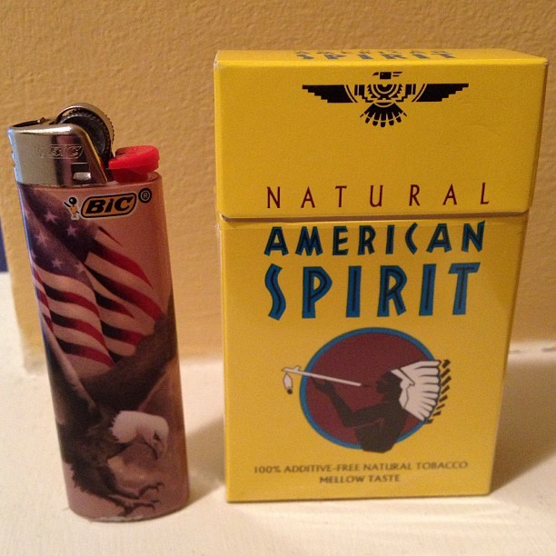 American lighter for my American spirits. Get on my level, communists. #smokes #americanspirits