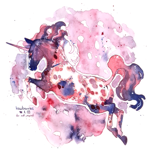 hawberries:junicorn 8. appaloosa unicorn! the spotty kids are SO gorgest[image is a watercolour pain