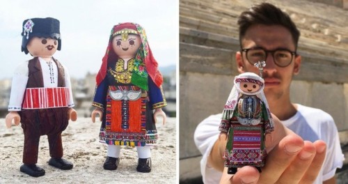 gemsofgreece:Petros Kaminiotis is a young artist who creates miniature Greek folk costumes for Playm