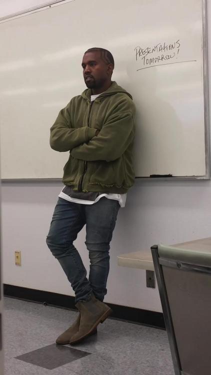 welovekanyewest: Kanye teaches class at LA Technical Community College.