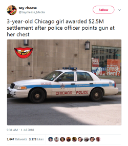 aspiringwarriorlibrarian:  emotionalempowerer:  Seriously. What on earth could a 3 yr old do to “warrant” a gun to the chest???   Apparently they were in the process of arresting her mother (whom they beat while handcuffed, naturally), also pointed