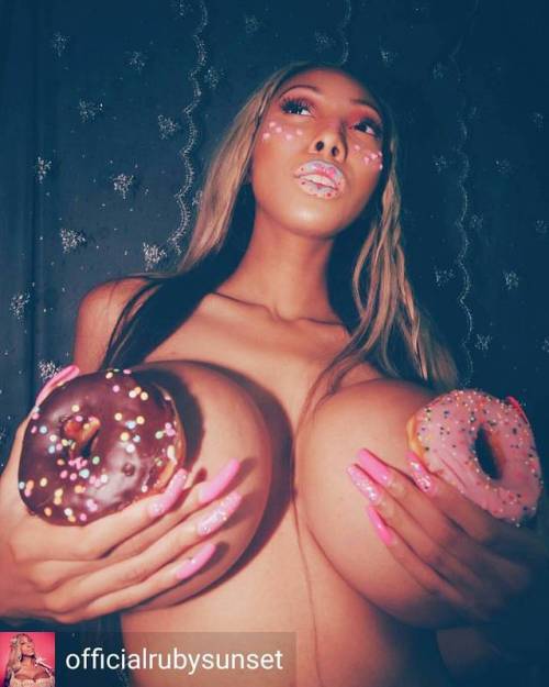 Credit to @officialrubysunset : Status : In love #busty , #bigtittyclub , #sprinkles , #donuts , #e