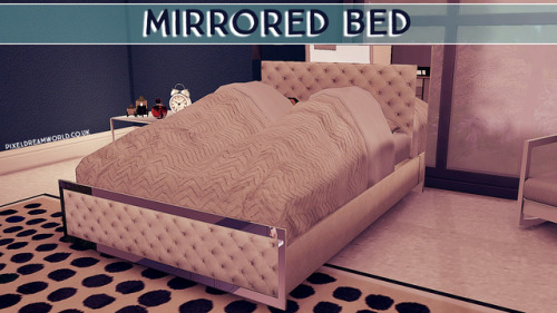 pixeldreamworld: MIRRORED BED A quilted bed frame, framed with mirrored panels. ♥ NEW MESH BY