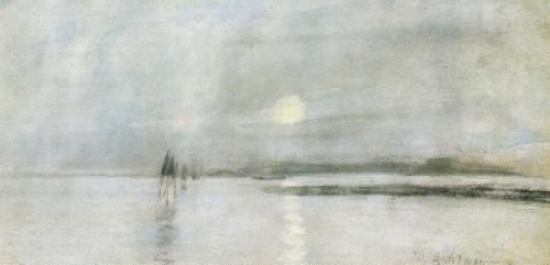 john-henry-twachtman:Moonlight, Flanders, 1885, John Henry TwachtmanMedium: pastel