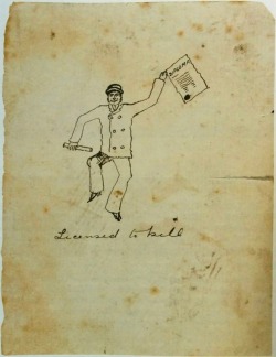 holmesguy: Arthur Conan Doyle drew a little picture of himself hopping in the air with his medical diploma and captioned it “licensed to kill”. 1881 (x)