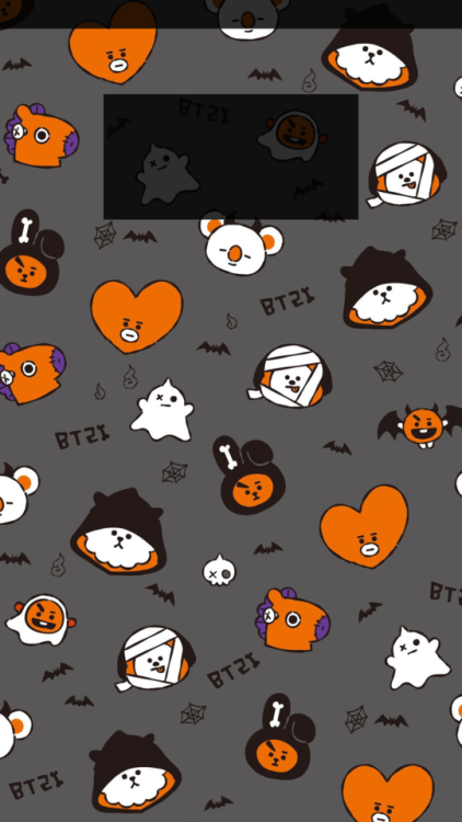 Halloween BT21 Lockscreens(I found that it was too hard to read the time so I added some shading)(ca