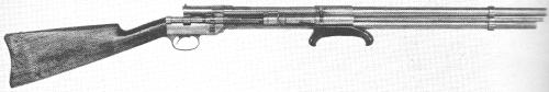 Krutzsch gun One of the first, if not the first, attempt at creating a pump-action shotgun. Patented in 1866 by William Krutzsch of London. The gun utilized a tubular magazine and was chambered for 12-bore cartridges. Winchester Gun Museum