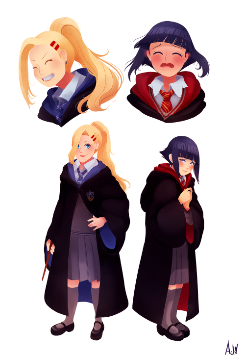 thebestfemale:I made more HP au stuff. Ino as a Ravenclaw because of her mind abilities and Hinata a