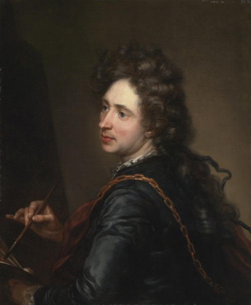 Portrait d'un artiste devant sa toile / Portrait of an artist holding a palatte and brush before an 