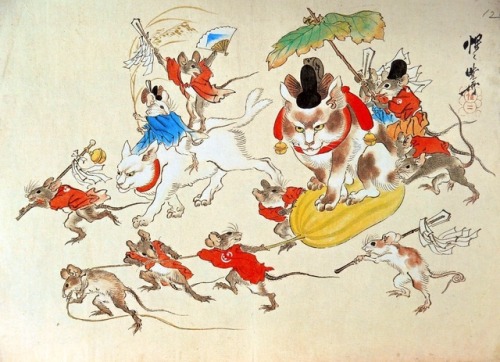 Most avant-garde and one of the last traditional Japanese woodblock artists, Kawanabe Kyōsai (河鍋暁斎, 