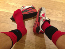 ladsinsocks:  rugbysocklad:  My footy socks and Air Max for today (3) :-)  LUV them fella 