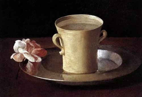 Cup of Water and a Rose on a Silver Plate, 1630, Francisco de Zurbaran