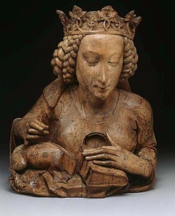 Attributed to Nicolaus Gerhaert von Leyden Netherlandish, active in Germany, 1462/73 Reliquary Bust of Saint Margaret of Antioch, 1465/70 Walnut, with traces of polychromy