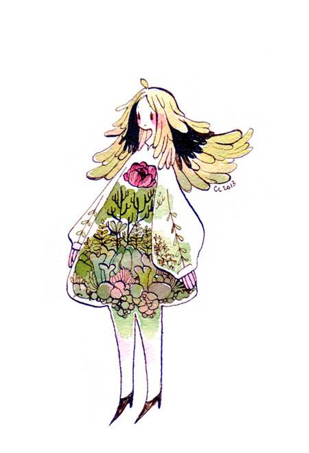 maruti-bitamin:  Inktober day 31 Terrarium girl, and the last  picture for Inktober!