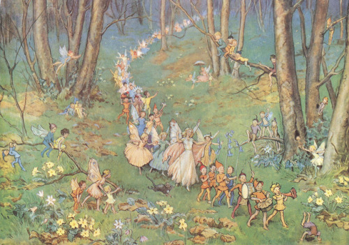 obsessedwithfairytales:Margaret Tarrant - The Fairy Way  Cabalgata de hadas