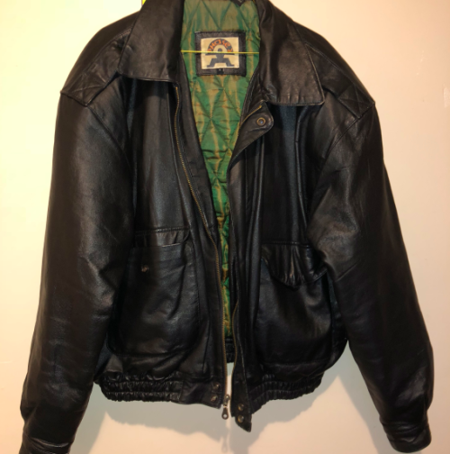 twinpeak:reversible iridescent green leather jacket