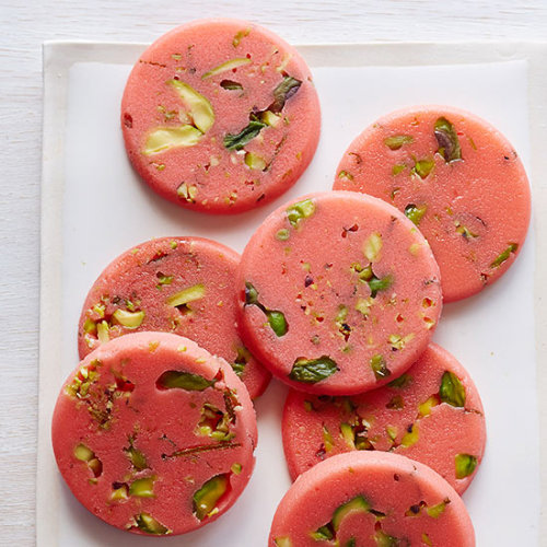 The star ingredient in these pretty lime-pistachio pralines? Cherry oil!