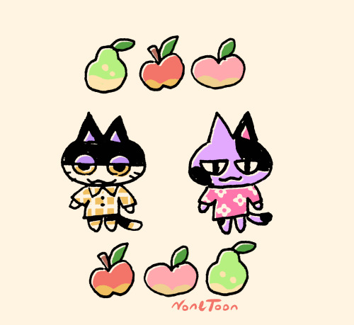 nonetoon:Lazy bros Punchy and Bob w/ fruit for decoration