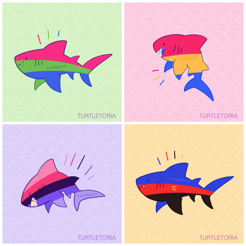 enbees-and-aros: turtletoria-art: ❤️ here’s also some pride sharks in addition to the pride li