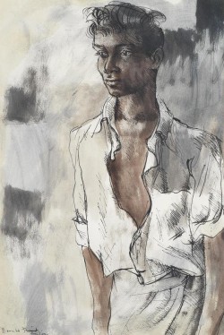 Donald Friend (Australian, 1915-1989), Portrait Of A Young Man, Sri Lanka, Pen And