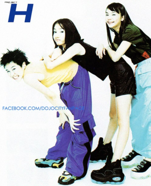 y2kaestheticinstitute: postvespertine:  H, a Thailand pop group, with their debut album, Project H (1999)  All of these looks, esp the tank top + baggy rave pants + blobby platform sneaker combo 😍 