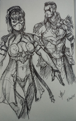 jaeon009:  1/26/2015 Quick redesign of Mileena and Reiko (with a digitally colored Mileena one) I want them to appear in MKX so bad. Ugh I love Mileena.  I really love MKX’s new art direction, it gave me more freedom in how to redesign the characters.