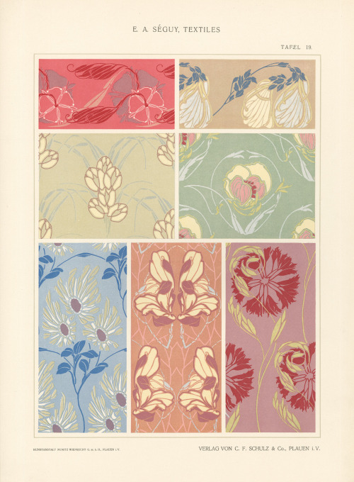 Émile-Allain Séguy, textile designs, ca. 1900