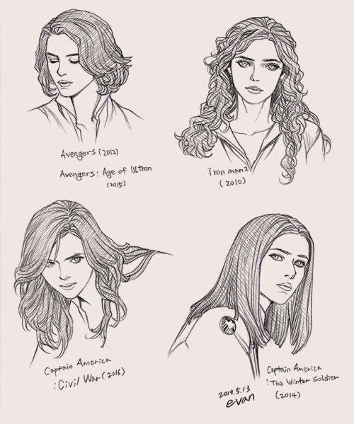 evankart: Black Widow’s hairstyles:)