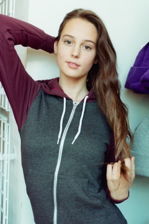 americanapparel:  Lea wearing the Unisex Flex Fleece Zip Hoodie at the American Apparel