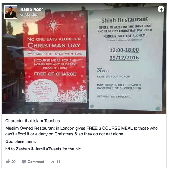 punk-rock-pidgey:  the-movemnt:   A Muslim-owned restaurant is hosting free Christmas