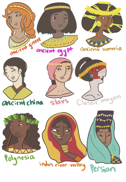 elsinore-snores: i love historical fashion, so here are some pre-1000 A.D. ladies from around the wo