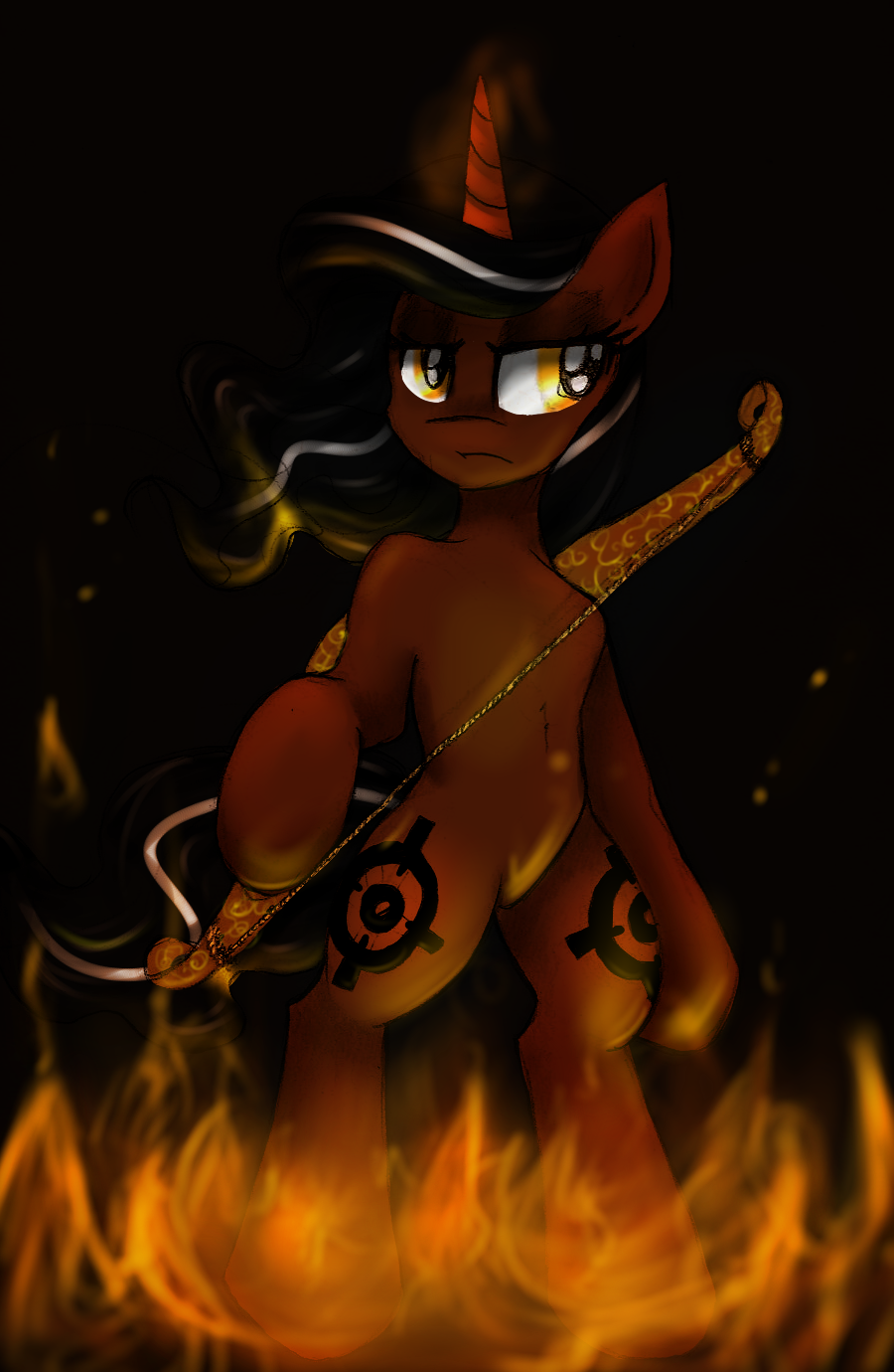 kairaanix:  Like fire, hellfire, burning in my skin. Third commission for TheGreenDragoon