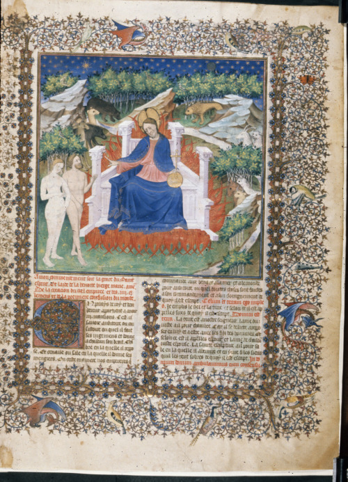 jothelibrarian:  Pretty medieval manuscript of the day is an illumination of the Garden of Eden