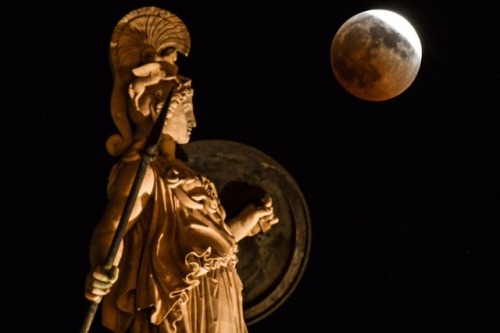 thatsmindofmine:ancient gods and goddesses with the blood moon in athens, greece // photographed by 