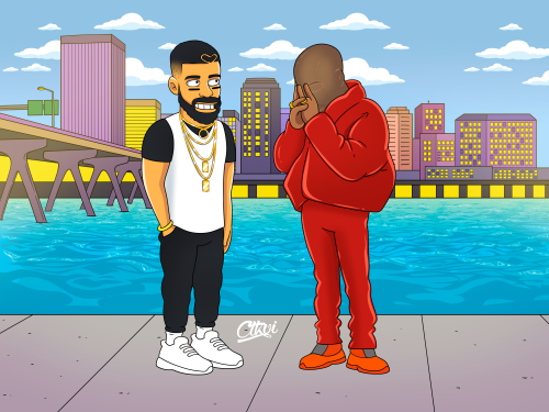 ctkvi: Drake VS Kanye WestOn the Springfield city bridge in SimpsonsWe also decided to show the imag