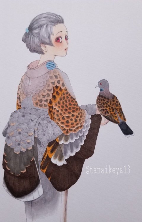 tanuki-kimono:Oriental turtle dove inspired kimono and obi design by tanaikeya13. I would love to se