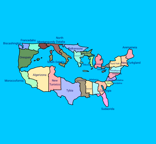 mapsontheweb:  Map of the Mediterranean States of America   The poor ol&rsquo; U.P., forgotten again. 😢