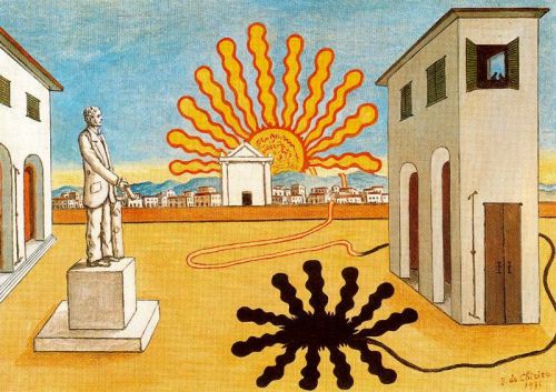 Rising sun on the plaza, 1976, Giorgio de ChiricoMedium: oil,canvas