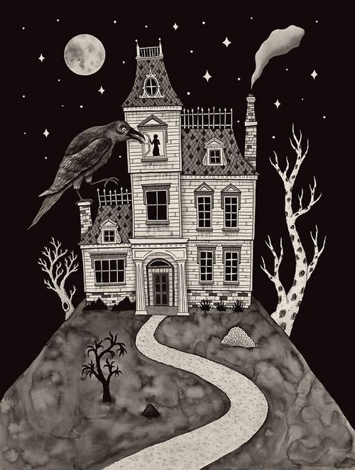 ‘The Unexpected Guest’ (based on the “The Raven” by Edgar Allan Poe) by Jon MacNair #jon macnair#the raven #Edgar Allan Poe #Illustration#Darkart