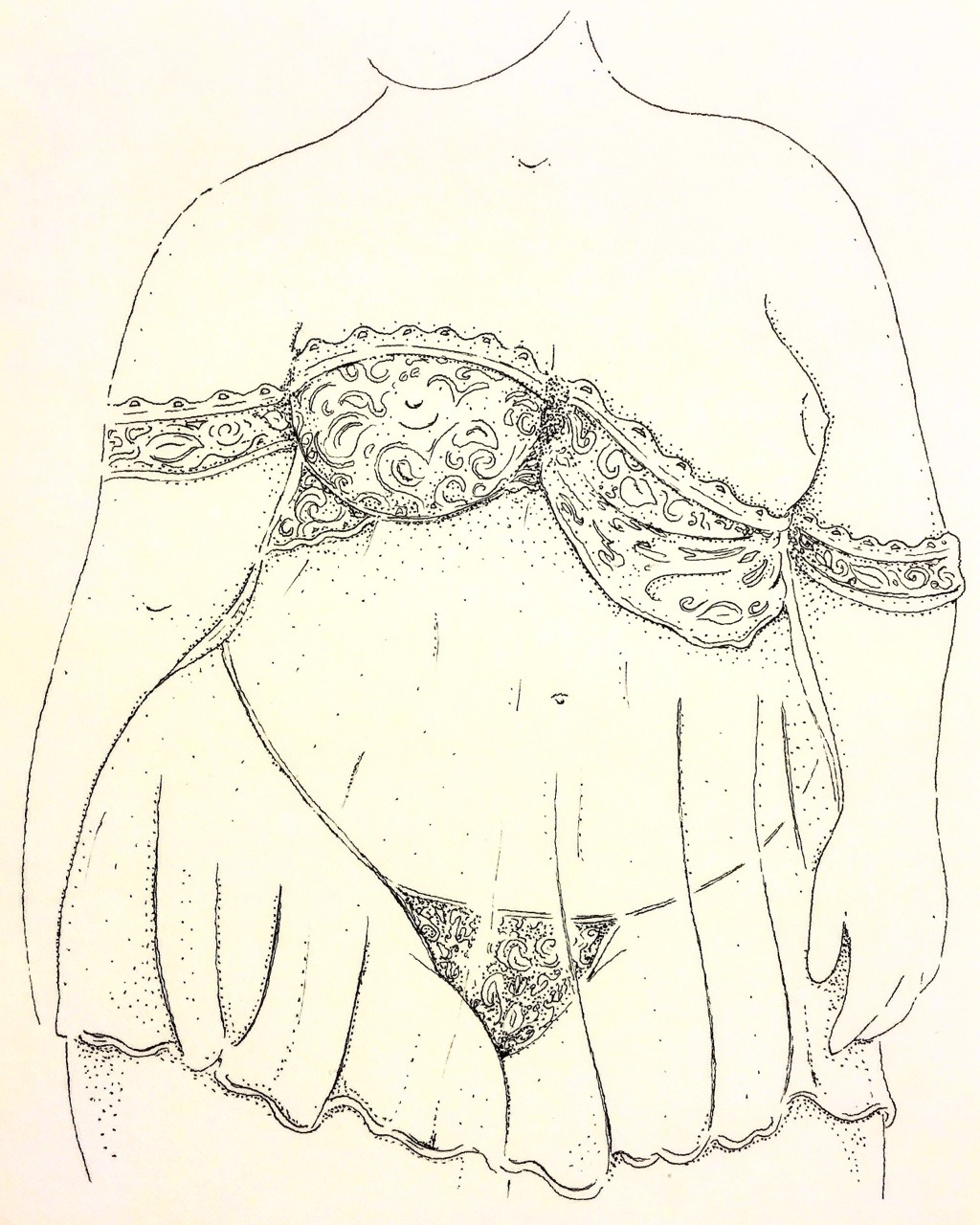 ismaelguerrier:  Nightgown #1 - Pen version(Pen on paper)Instagram: ismael.guerrier.art