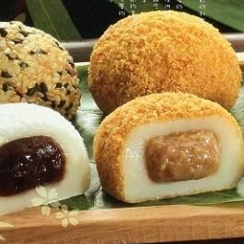 [pictured above, from left to right, top row first: coconut jelly lychee drink, red bean yokan, ging