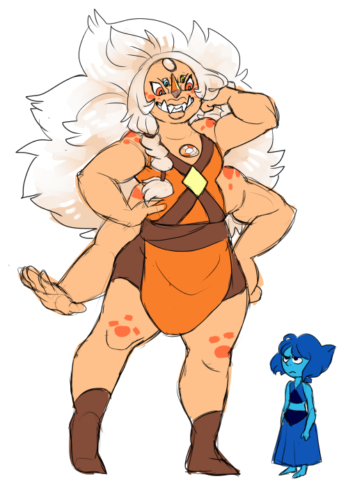 crimpeekodraws:  OPAL IS A POPULAR FUSION PROMPTThis time with Lapis (Larimar) and Jasper! (Sunstone)  <3 <3 <3