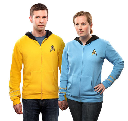 midgerock:Star Trek The Original Series Uniform Hoodie now available at ThinkGeek!www.thinkge