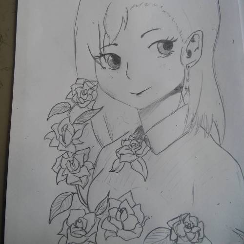 #drawing #manga #girl #roses